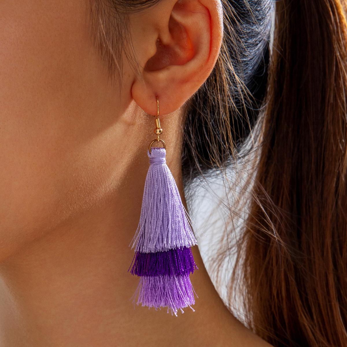 Halloween Funny Skull Tassel Rice Bead Earrings, Creative Rose Earrings