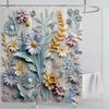 3D Floral Shower Curtain Set Orange Flower Design Fabric Bathroom Decor Waterproof Washable Shower Curtain Set with Hooks