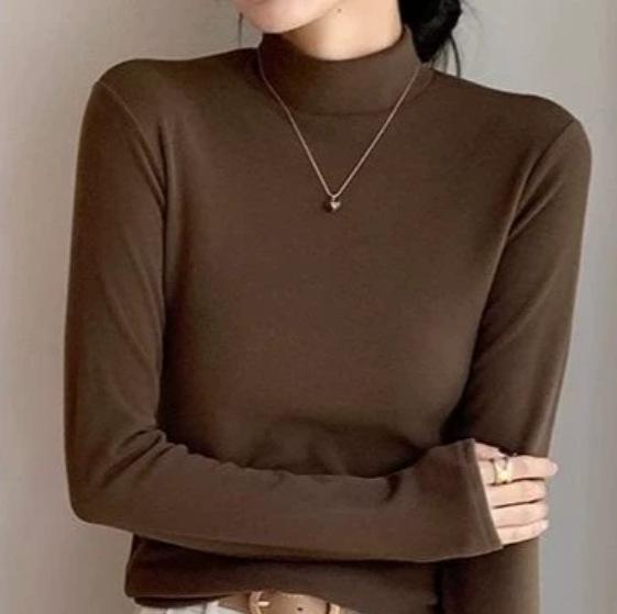 Women's Thermal Fleece Long Sleeve Top - Half-High Neck for Autumn/Winter