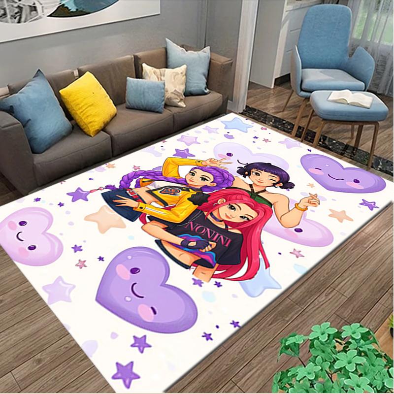 1pc Kpop Demon Hunters Carpet for Room Floor Mat, Comfortable Office Chair Printed Area Rug, Beautiful Hotel Rug