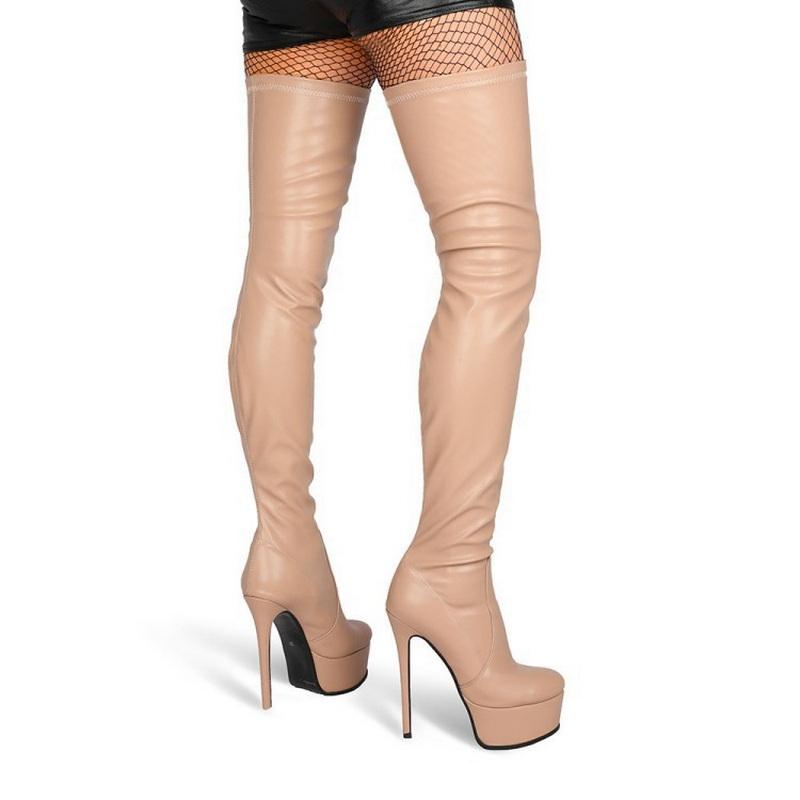 Fashion FHC 2024 New Women Thigh High Boots, Over The Knee Platform Botas,Winter Shoes,Round Toe,Slip On,Black,Red,Rosy,Apricot,Dropship