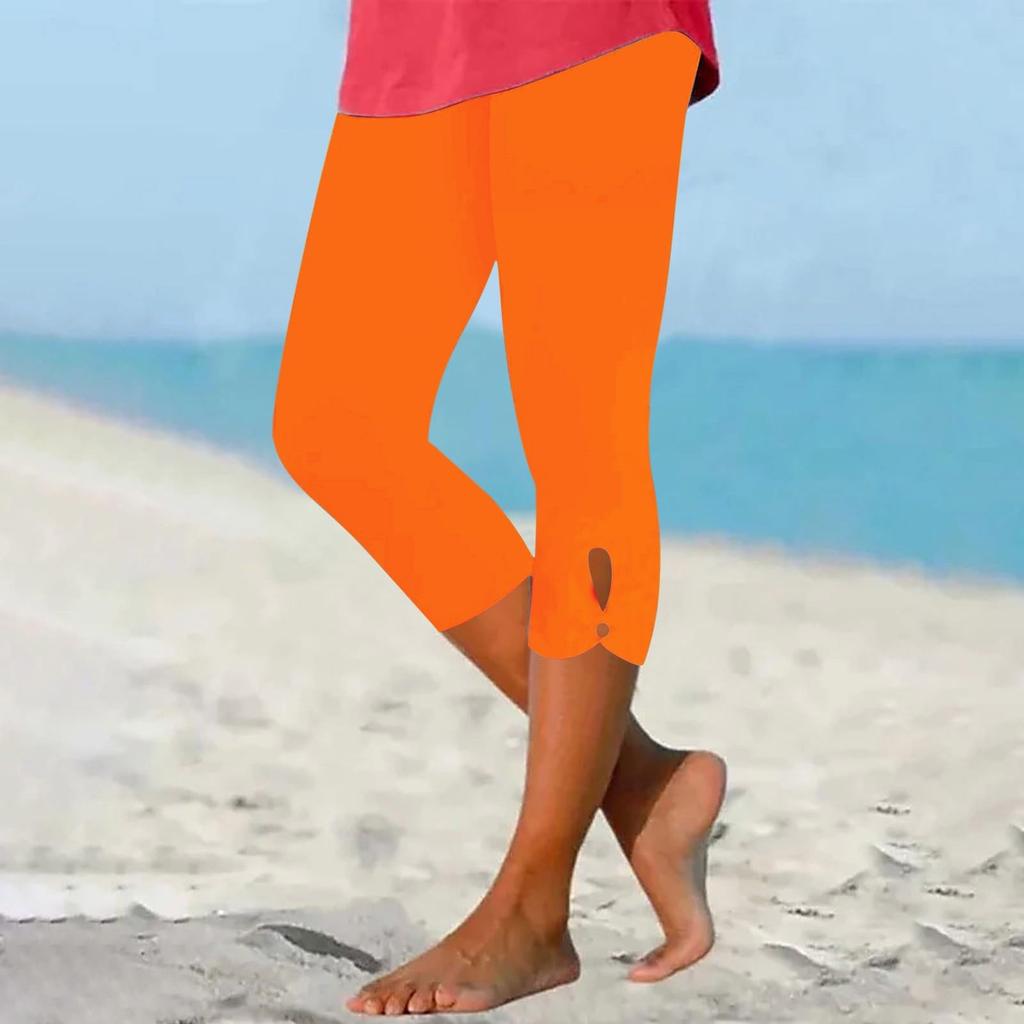 Women's High Waist Yoga Pants Summer Hollow Out Comfortable Stretch Tight Pants Workout Compression Capried Pants