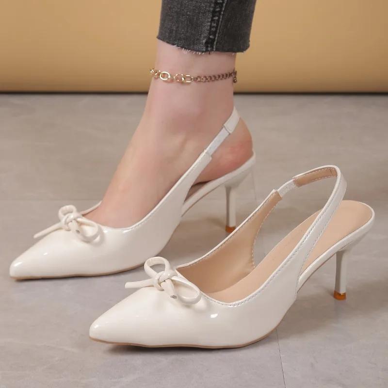 2025 Slip-on Women's High Heels New Butterfly-knot Office and Career Summer Best Seller Plus Size Closed Toe Sandals