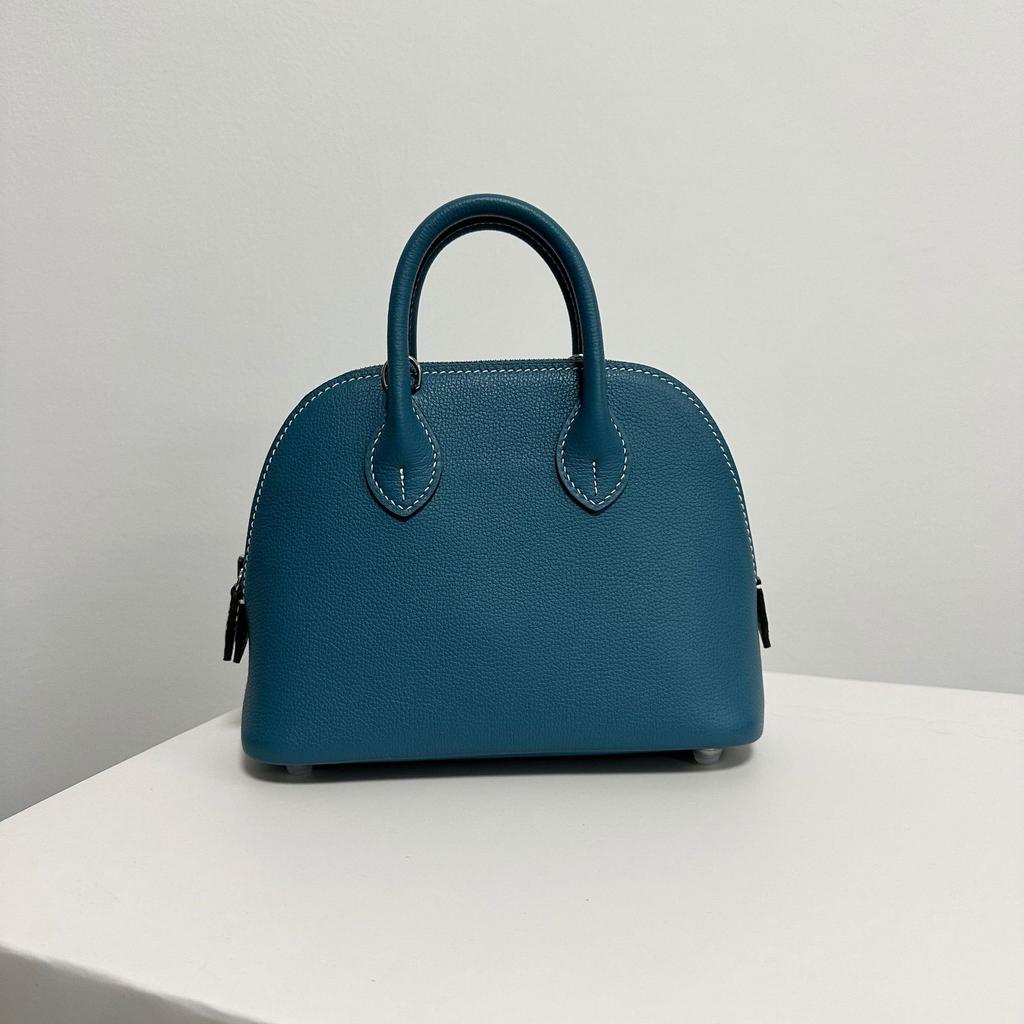 Sac Bandoulière Mini Coquille en Cuir de Vachette Evercolor Importé Polyvalent Sac pour Femme en Cuir de Vachette Première Couche Sac de Bowling