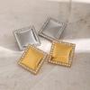 18k Gold Stainless Steel Square Diamond Earrings Simple and Cold Geometric Titanium Steel Earrings