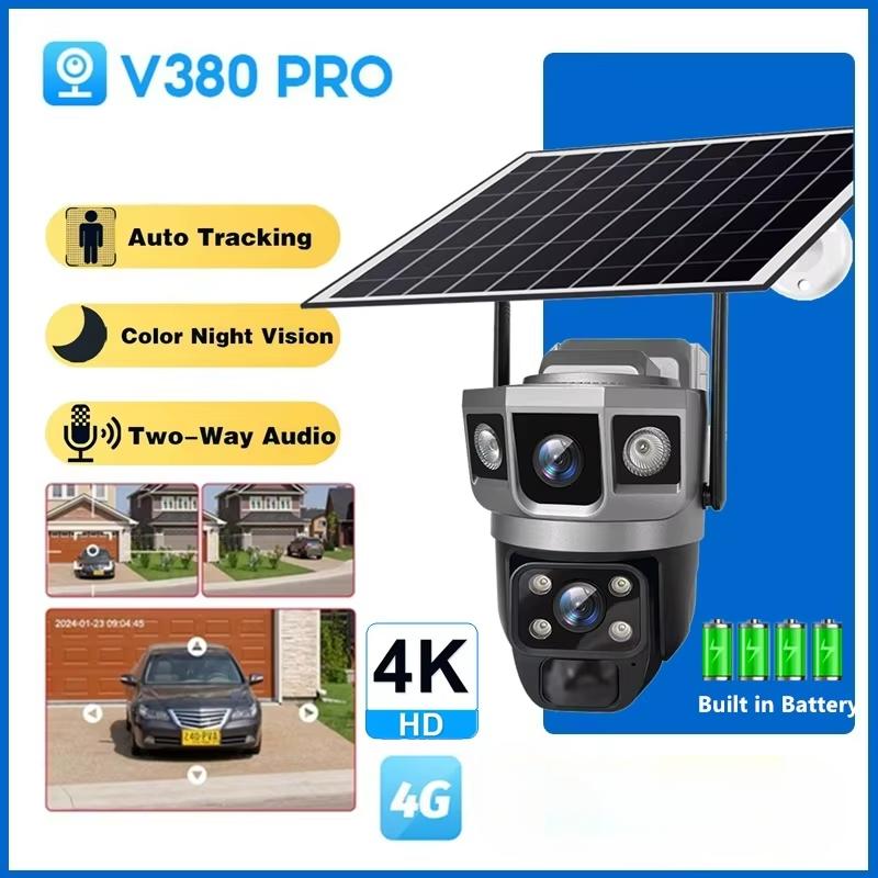 

12MP IP Camera 4G SIM Outdoor Three Screens Panoramic View PTZ IP Camera AI Tracking Security Protection CCTV Video Surveillance новий колір автомобіля