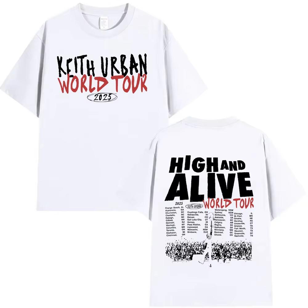 Keith Urban High and Alive World Tour 2025 T Shirt Men's Clothing Hip Hop Short Sleeve T-shirt Vintage Oversized Cotton T-shirts