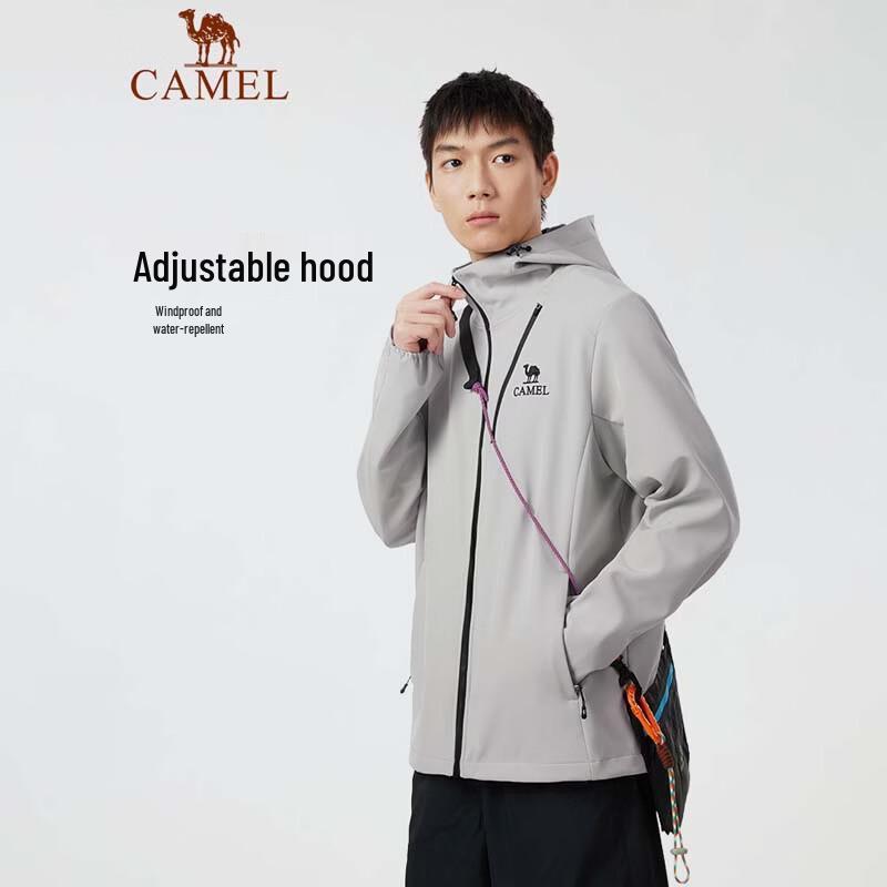 CAMEL Men s Outdoor Fleece-Lined Hooded Softshell Jacket S