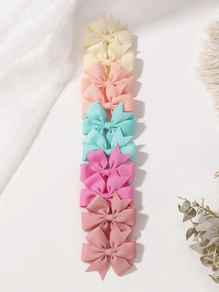 10Pcs 2.5inch Grosgrain Ribbon Bows Hair Clips for Baby Girls Sweet Solid Color Hairpin Barrettes Headwear Hair Accessories