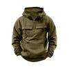 Spring Autumn Men Hoodie Cargo Style Drawstring Big Patch Pocket Half Zipper Long Sleeves Solid Color Casual Daily Wear Sport Top
