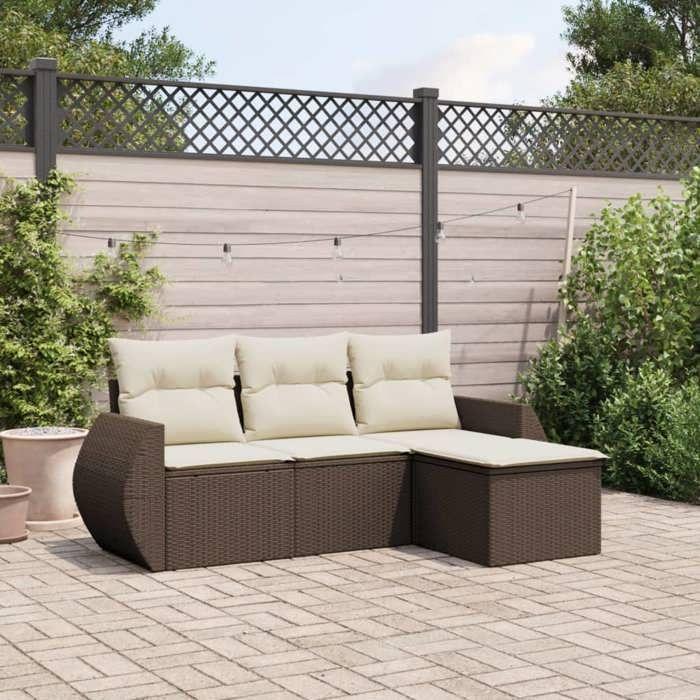 VidaXL Garden Lounge Set with Cushions 4 Pcs, Patio Sofas, Patio Furniture Set, Outdoor Furniture, Brown 3221272