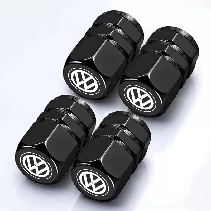 4Pcs Volkswagen Alloy Tire Valve Caps Cores Dustproof Anti-leak Covers For VW Golf GTI Polo Passat T-ROC Jetta Car Tire Modify