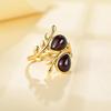 New Natural Garnet Gemstone Fancy Leaves Style Adorable Silver Ring for Women Engagement & Special Occasion Luxury Jewelry Gift