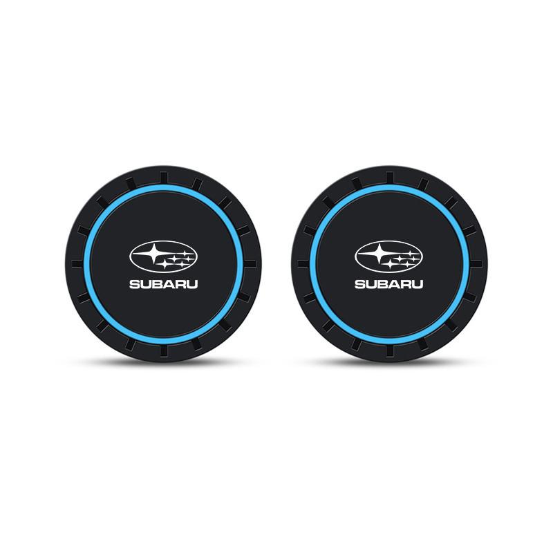 2PCS Silicone Car Coasters Water Cup Slot Non-Slip Mat Cup Mats Drink Pad For Subaru Forester XV STI Legacy BRZ Crosstrek Ascent WW3