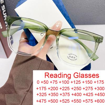 Verlaufend Grün Mode Quadratisch Blaulichtfilterbrille Damen Luxusmarke Großer Rahmen Alterssichtigkeit Brille Damen Lesebrille