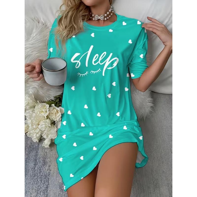 Women's Plus Size Printed Short Sleeve Round Neck Casual Breathable Dress