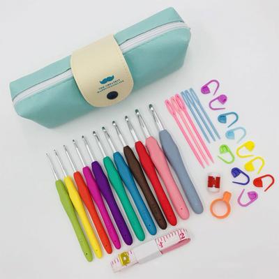 Crochet Hooks Set Aluminum Crochet Hooks with Case Colorful Crochet Hooks Kit Ergonomic Handle 11 Sizes for Mom Grandma Gifts