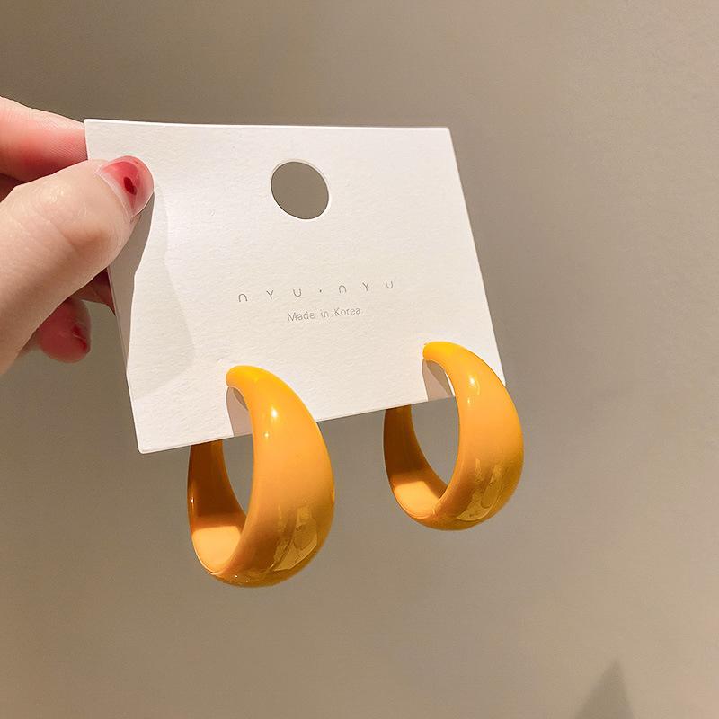 Small fresh yellow mesh flower earrings summer sweet light luxury stud earrings vacation style high-end earrings