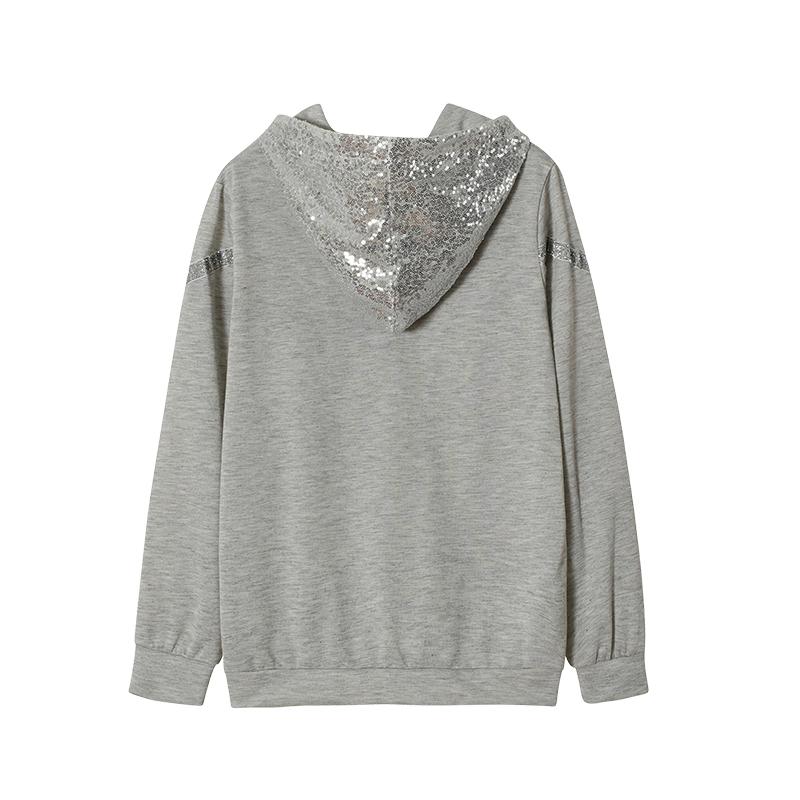 Mode-Trend Herbst und Winter Pop Pailletten gedruckt lose Hoodie Frau