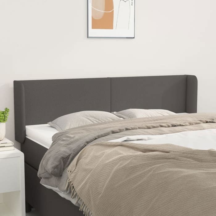 Tête de lit - MAISON EXCLUSIVE - Avec oreilles 147x16x78/88 cm - Gris - Similicuir - Hauteur réglable