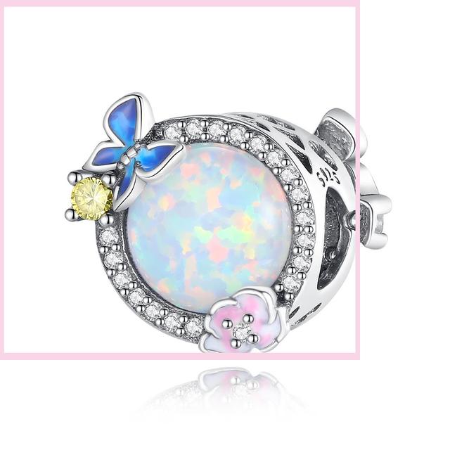 925 Silver Green Color Charms Temperament Cactus Avocado Charm Four Leaf Bead For Bracelet Jewelry Making