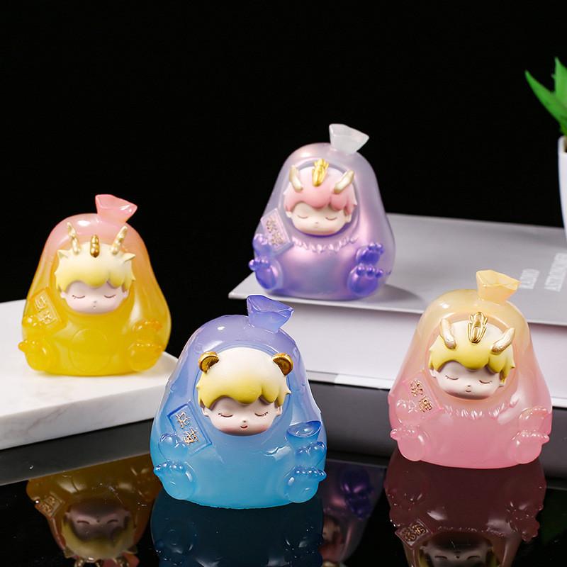 Cartoon Resin Craft Blind Box Night Light Children's Toy Desk Decoration Random Color Starry Sky Creature