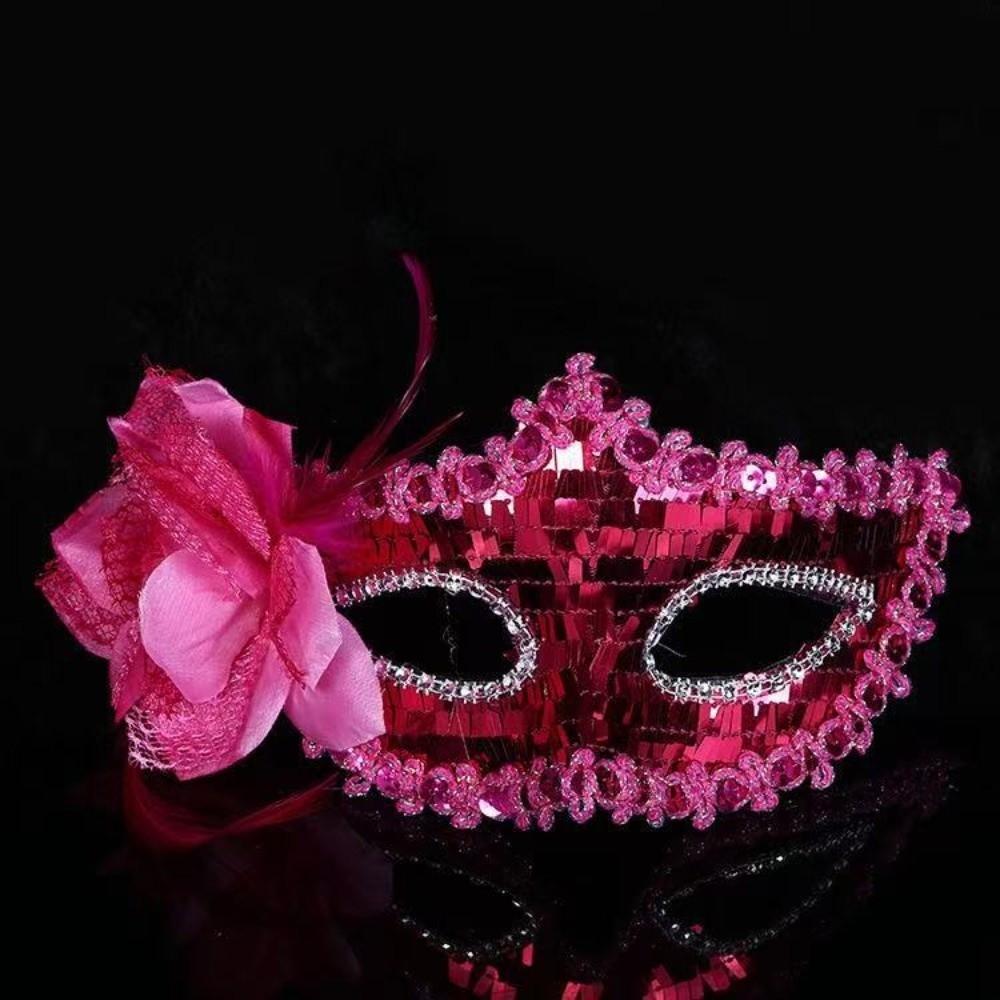 Role Play Diamond Venetian Mask Feather Flower Masquerade Mask Crystal Veil Dance Mask Dance Party