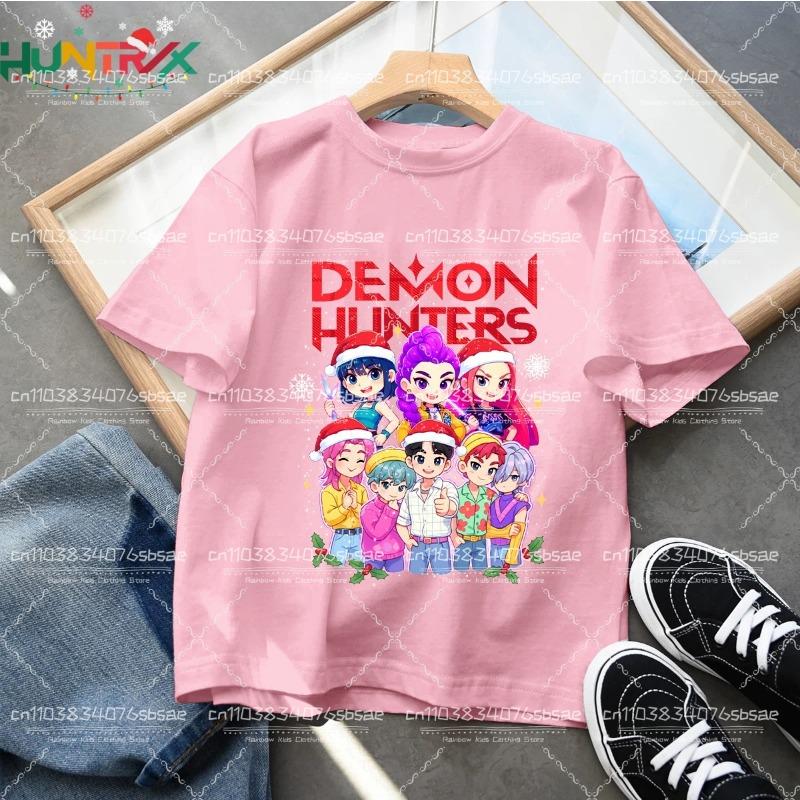 2025 Movie KPop Demon Hunters Christmas T-shirt Summer Short Sleeve Tee for Casual Loose Girl Boy Graphic Printed Tops Gift