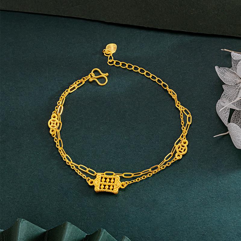 

Браслет-подвеска в виде счетов из 24-каратного золота, женский темпераментный браслет, браслет в стиле легкой роскоши, модные высококлассные ювелирные изделия для женщин