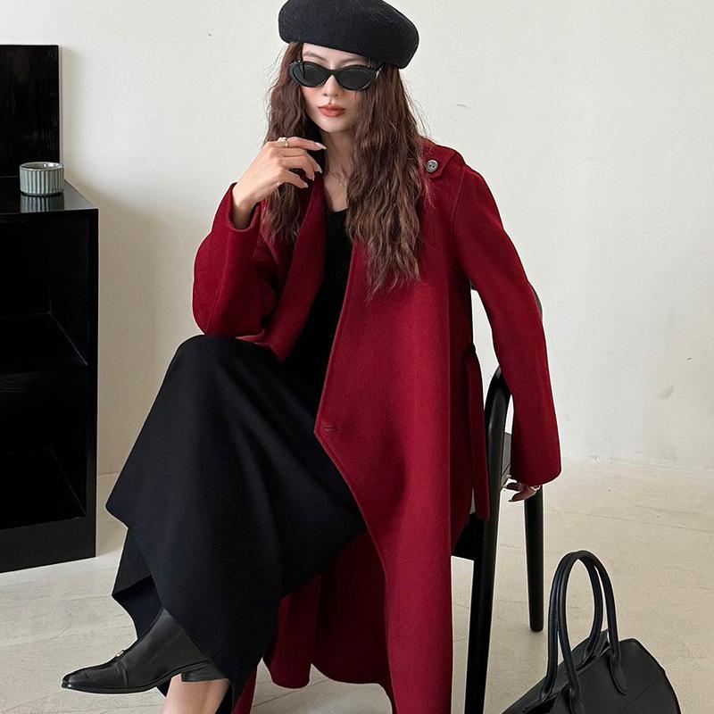 

Minimalist double-sided cashmere coat women s 2025 autumn and winter new high-end wool woolen coat L