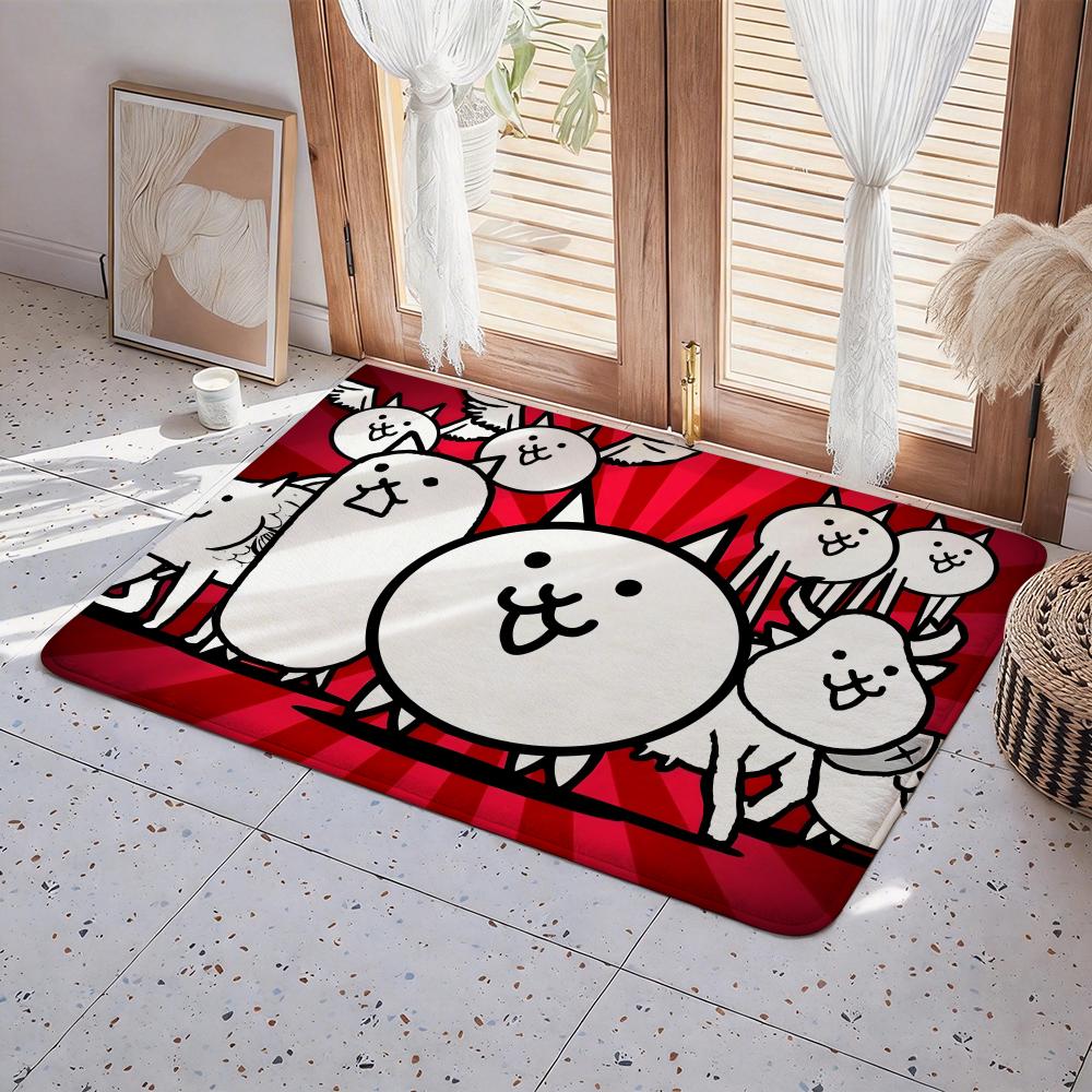 Game B Battle Cats Floor Mat Eco Flannel Doormat Non Slip Odorless Indoor Floor Rug Soft Short Plush Home Mat