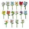 Hand Blown Mini Glass Flower Figurine Collectible Miniature Faux Crystal Flower Ornaments for Mothers Day Birthday Table Centerpiece DIY Craft