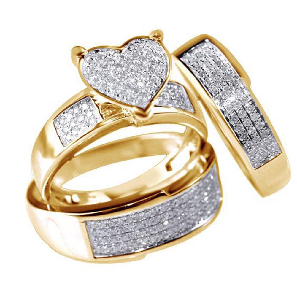 

Groovy Ring 3Pcs/Set Heart Stacking Finger Rings Свадебные украшения Us 7 золотистый