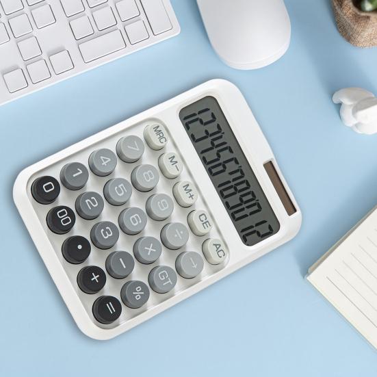 Mechanical Switch Calculator 12 Digits Large LCD Display Desktop Calculator Ergonomic Design Calculators for Teachers Students Office Home School