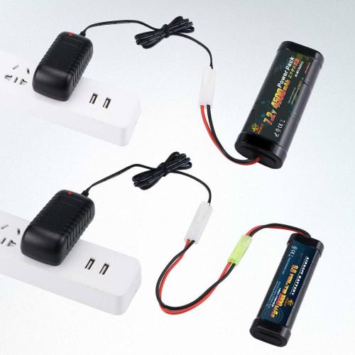 Melasta 7.2V, 8.4V, 9.6V Nickel-Metal Hydride Battery Charger for RC Batteries/Tokyo Marui Models with Standard Tamiya Compatible Connectors and Mini