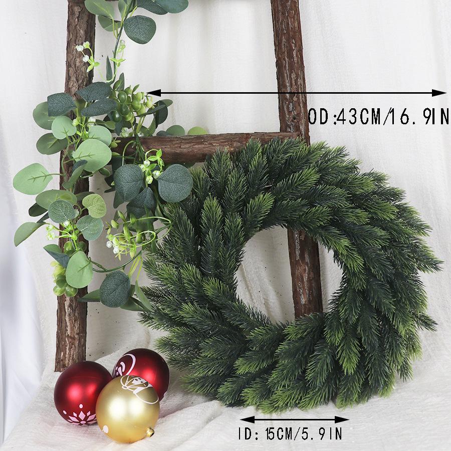 Simulated Christmas Wreath with PE Pine Needles for Door Decor and Crafts