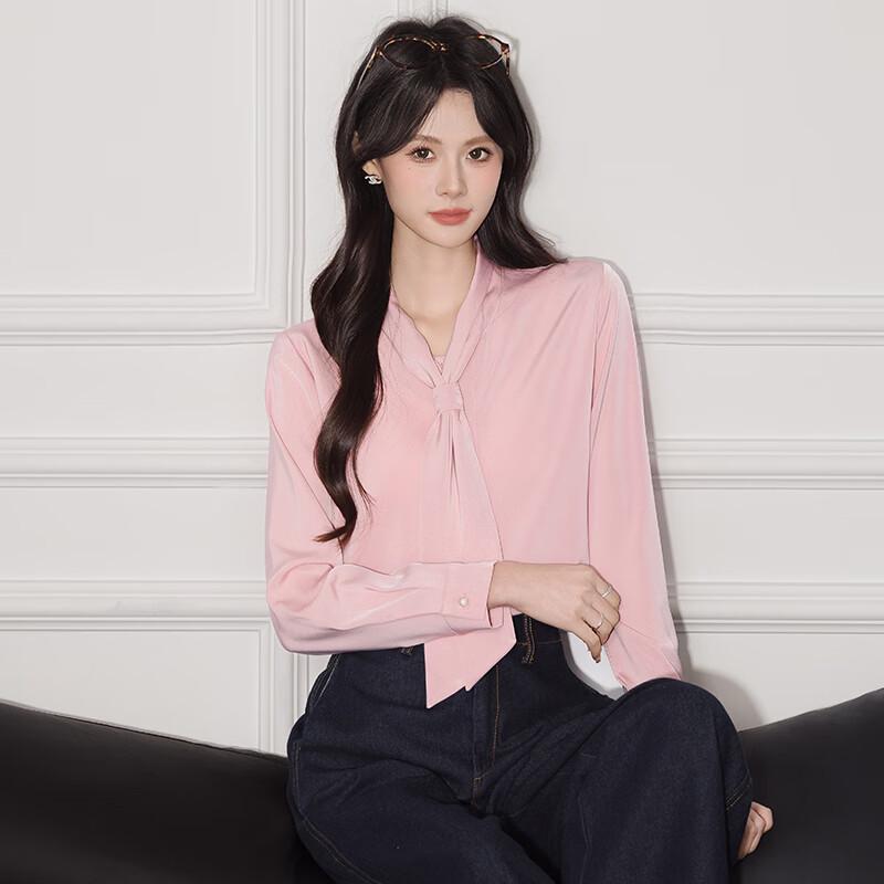 Women's Elegant Tie-Neck Long Sleeve Blouse