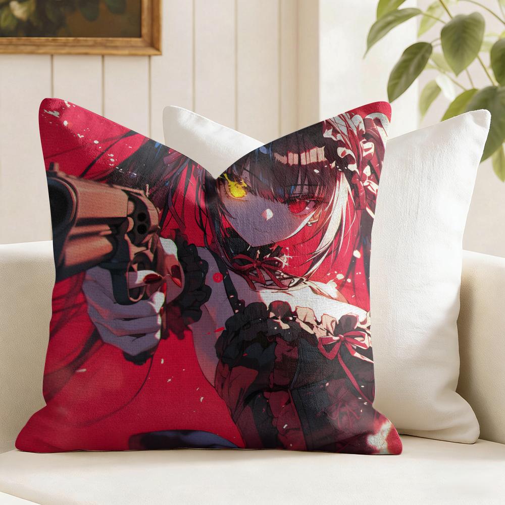 TTokisaki Kurumi Cushion Cover Natural Linen Double Sided Print Throw Pillow Case for Sofa Couch Home Decor