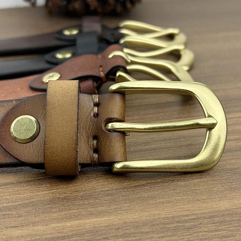 Ceinture Rétro Polie Ceinture Rétro Femme Cuir Boucle Ardillon Décontractée Ceinture d'Affaires Simple Ceinture en Cuir de Vachette Première Couche