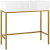 Mesa de Console Unidade de Console com 2 Gavetas Base de Aço com Pés Antiderrapantes 80 x 31,5 x 75 cm Branco