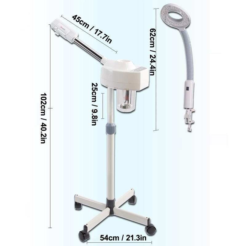 750W Multifunction Spa Professional Humidif Manicure 2in1 Nails Accessoires Facial Steamer LED 3X Magnifying Floor Lamp Machine