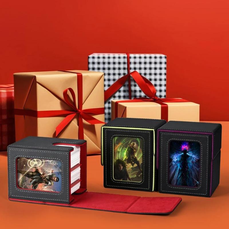 Game Collection Cards Deck Storage Box PU Leather Card Organizer for MTG TCG 100+ Cards Deck Holder Durable Collector Case