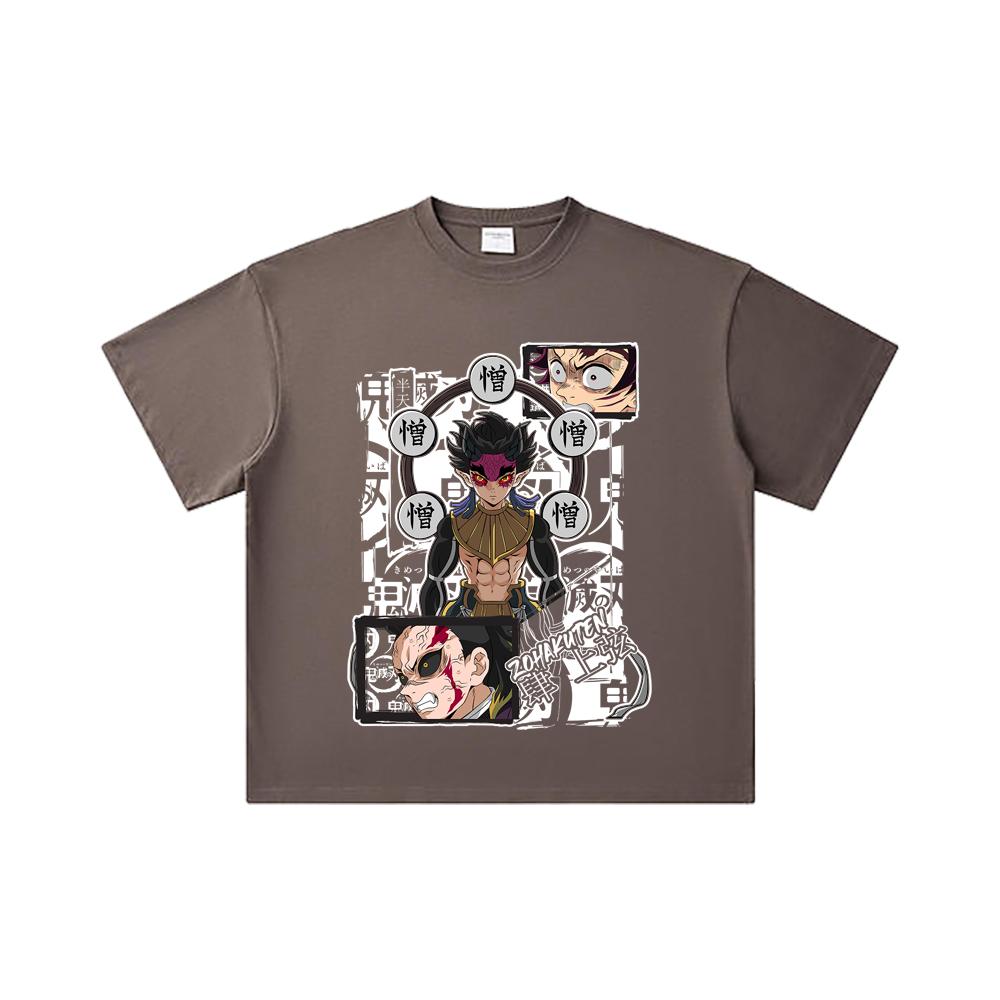 260 GSM Double Yarn 32 Count 100% Cotton Demon Slayer V106 Zohakuten Print Unisex Heavy Cotton T Shirt