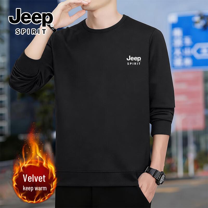 

JEEP SPIRIT Men s Winter Fleece-Lined Round Neck Sweatshirt 5XL