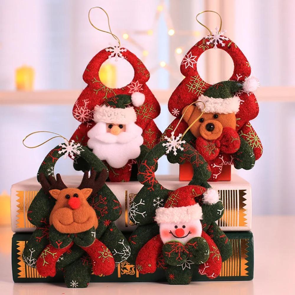 Christmas Dolls Retractable Santa Claus Snowman Elk Toys Xmas Figurines Christmas Gift For Kid Red Xmas Tree Ornament