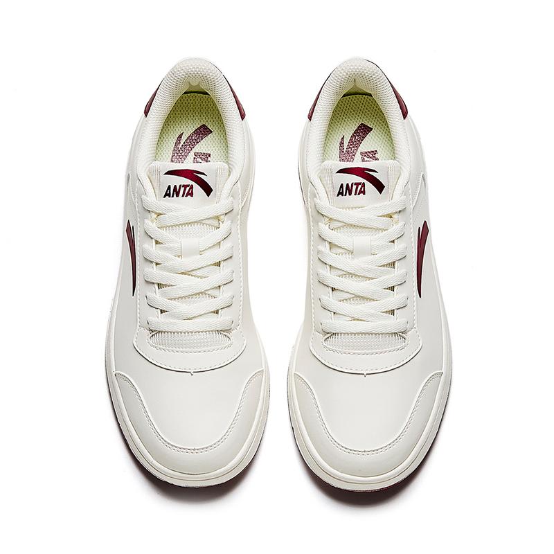 Anta Comfortable Versatile Fashion Waterproof Wear-Resistant Lightweight Low-Top Skate Shoes Women sneaker White Red 922348067-5