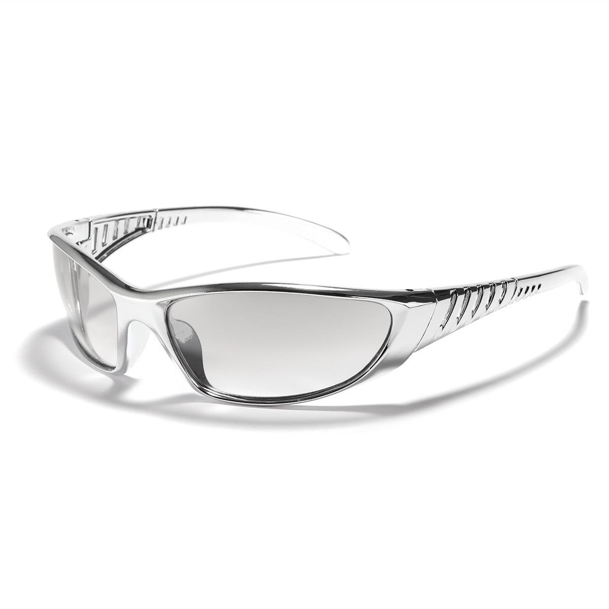 

Futuristic Style Sports Sunglasses, Sun Protection & Anti-Glare, High-Definition, Suitable For Daily Streetwear And Cycling 2003 серебряный