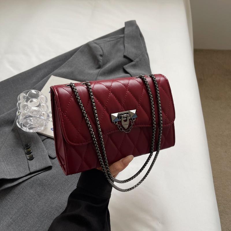 New Arrival Small Square Bag With Chic Diamond Pattern For Daily Use красный