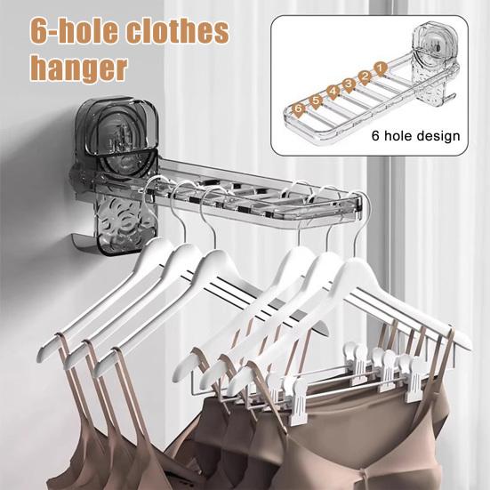 Adjustable Height Coat Hanger Strong Adsorption 5kg Load Garment Hanger Suction Cup Hook Hanger Holds 6 Clothes