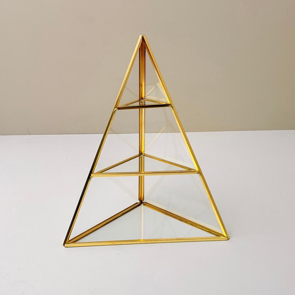3-Tier Pyramid Glass Jewelry Display Stand for Earrings